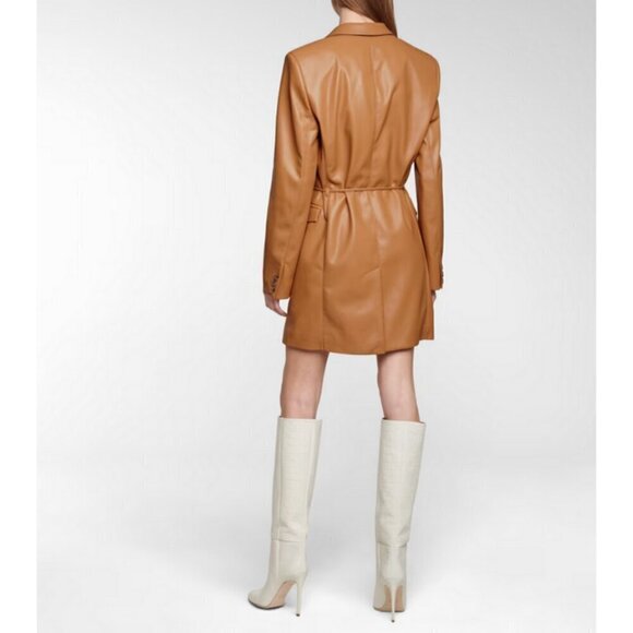 💕NANUSHKA💕 Remi Vegan Leather Blazer Dress ~ Light Brown Medium - Picture 8 of 16